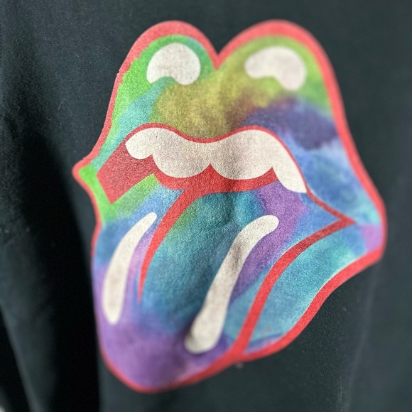 Rolling Stone Logo Graphic Black Pullover, Rainbow Mouth Graphic, Estimated Size - Picture 2 of 7